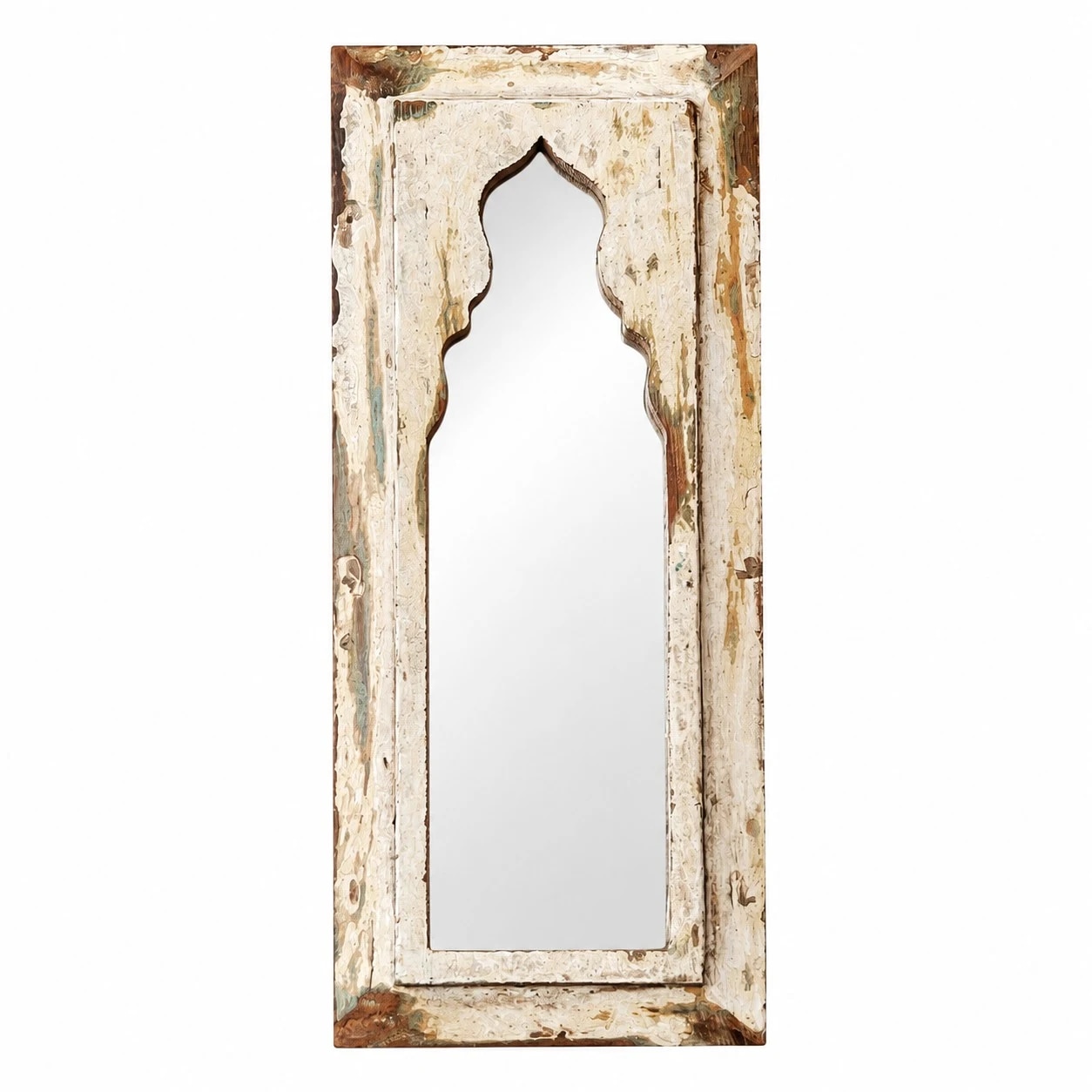 Rustic Carved Wood Arch Wall Mirror image 10