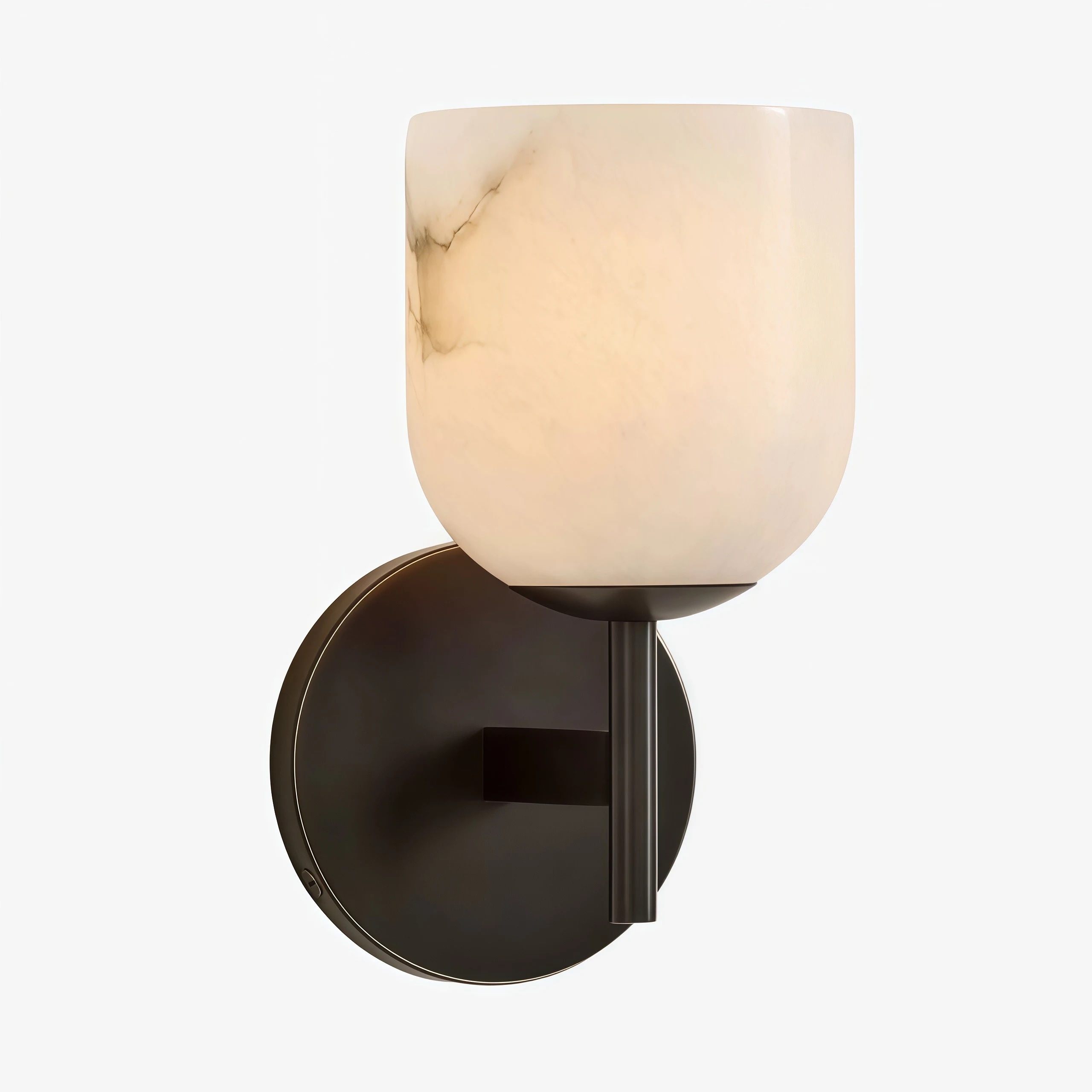 White marble wall sconce with black finish