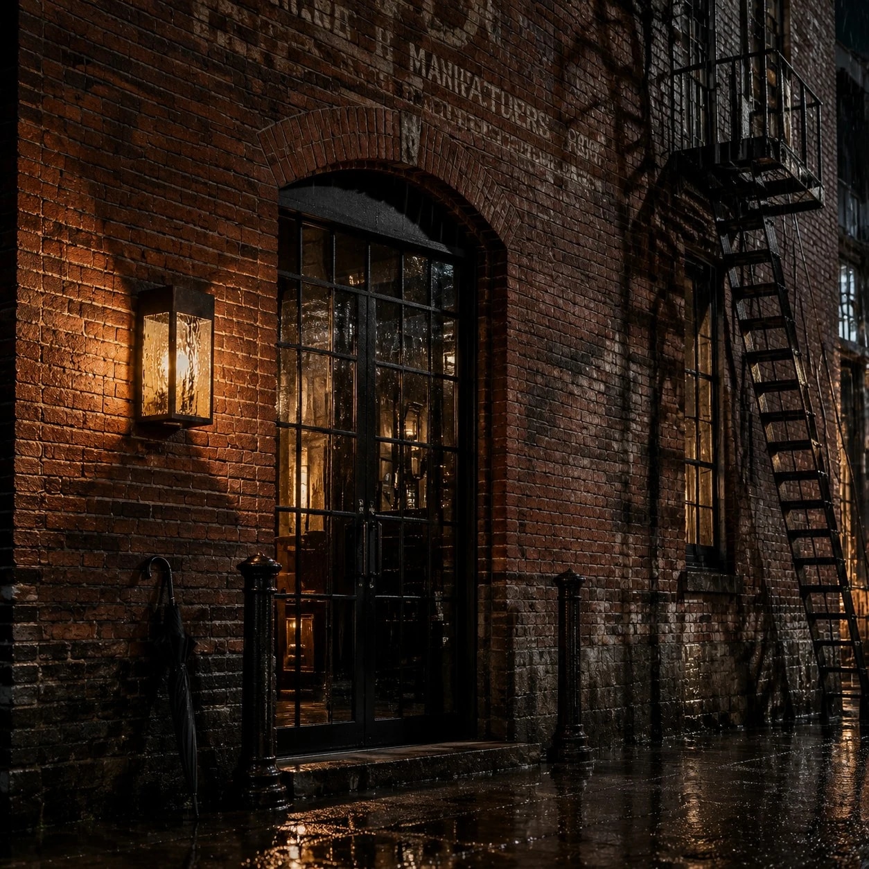 Brick exterior wall scene